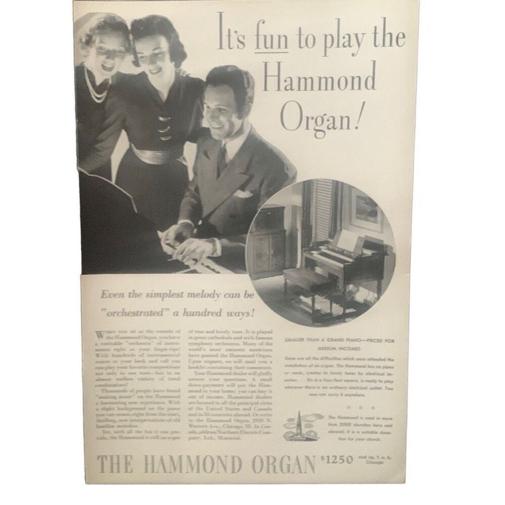 Vintage 1938 Hammond Organ It’s Fun to Play ad Advertisement